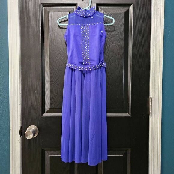 Weissman child small NWOT blue/purple custom rhinestone costume jazz lyrical con - Picture 1 of 7